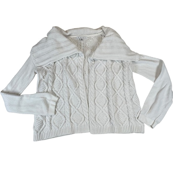 Cabi open front sweater cardigan cable knit white style #193 women’s Small - Picture 1 of 11